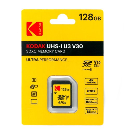 Kodak 128GB SDXC R100MBs/W85MBs