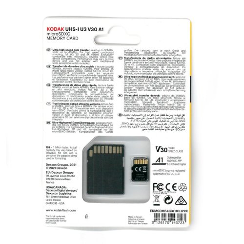 Kodak 64GB Micro-SDXC 4K R95MB/s W40MB/s