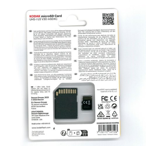 Kodak 128GB Micro-SD 4K U3 WR R100mb/s