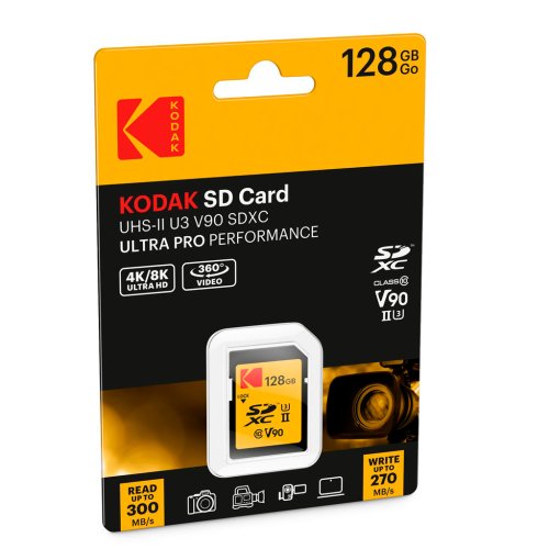 Kodak 128GB SDXC V90 UHS-II R300MB/s W270MB/s