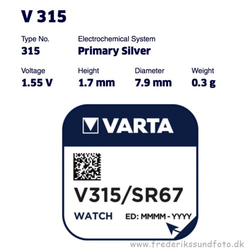 Varta V 315 / SR 716 SW / SR67 / 614 batteri