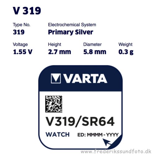 Varta V 319 1,55v silver SR 527 SW batteri