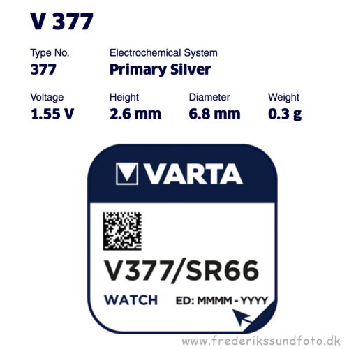 Varta V 377 1,55v silver SR 626 SW batteri