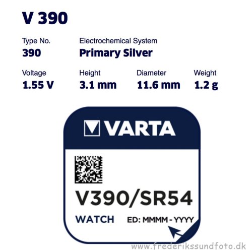 Varta V 390 1,55v silver SR 1130 SW batteri
