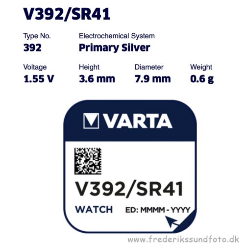 Varta V 392 1,55v silver SR 41 W batteri