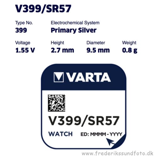 Varta V 399 1,55v silver SR 927 SW batteri