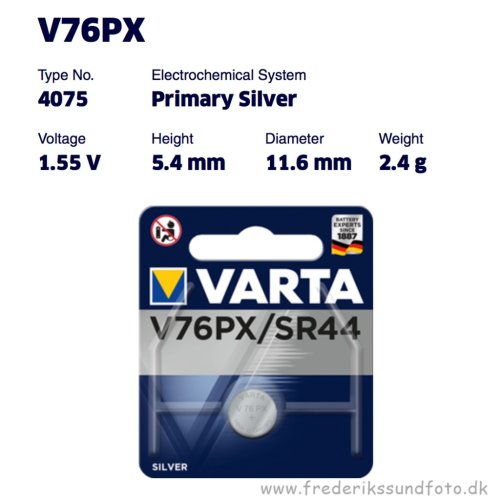 Varta V76PX/SR44 1,55v batteri