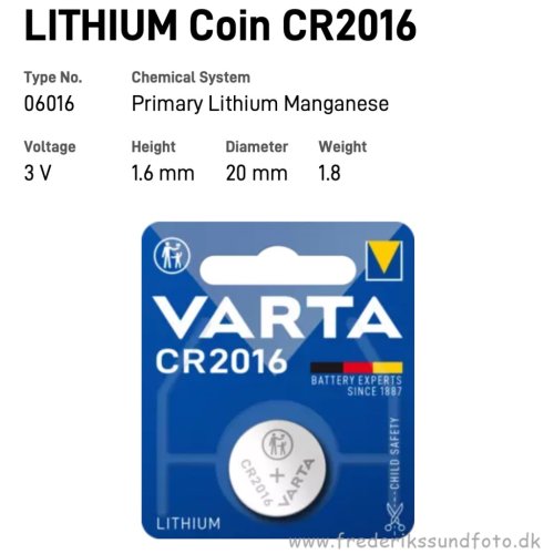 Varta CR-2016 Lithium batteri