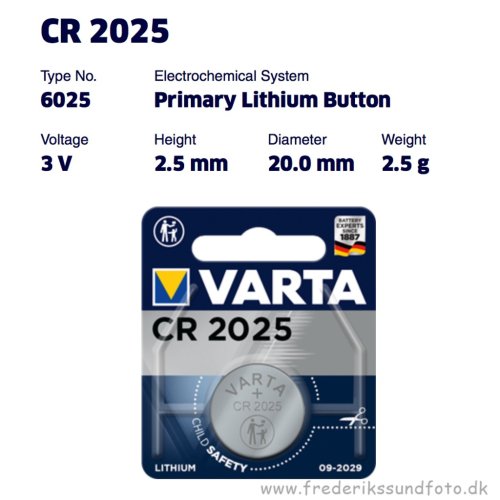 Varta CR2025 Lithium batteri