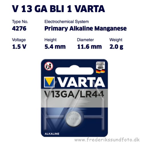 Varta V13GA / LR44 1,5v Alkaline batteri