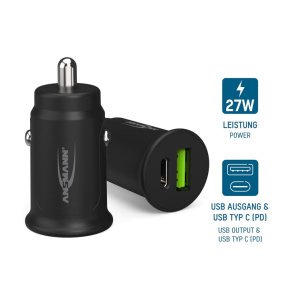 Ansmann 12V 27W USB-A og USB-C Oplader