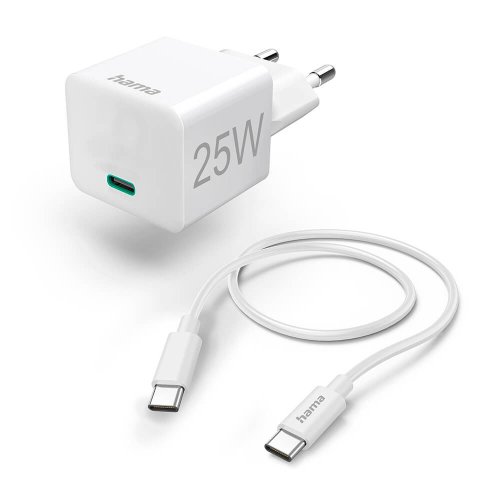 Hama Oplader USB-C &amp; kabel 25W Hvid