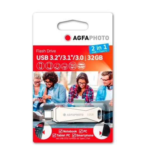 Agfaphoto 32GB Flash Drive 3.2 USB-A + USB-C
