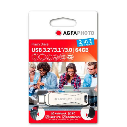 Agfaphoto 64GB Flash Drive 3.2 USB-A + USB-C