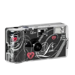 Topshot love sort engangskamera med blitz 27 exp.