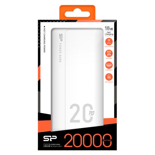 Silicon PD 18w 20000mAh Power bank hvid