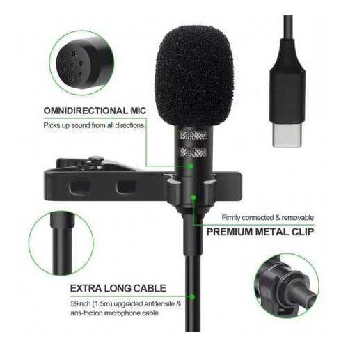 HHC Knaphulsmikrofon 1,5 m m/USB-C stik