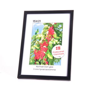 Sort 11mm fyrretr 15x21 Billedramme