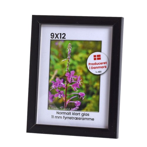 Sort fyrretr�sramme 9x12 med klart glas