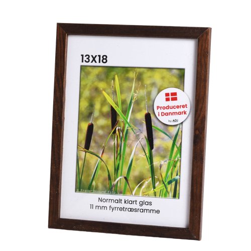 Brun fyrretr�sramme 13x18 med klart glas