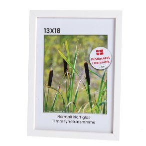 Hvid 11mm fyrretr 13x18 Billedramme
