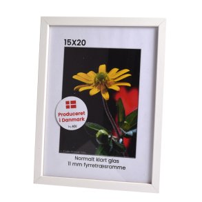 Hvid fyrretr�sramme 15x20 med klart glas