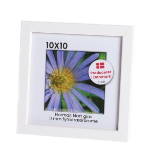 Hvid 11mm fyrretr 10x10 Billedramme