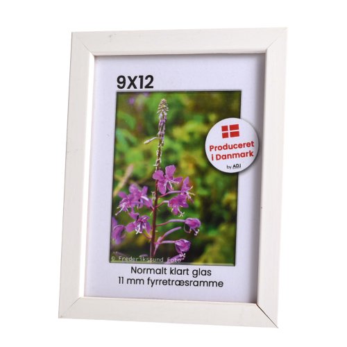 Hvid fyrretr�sramme 9x12 med klart glas