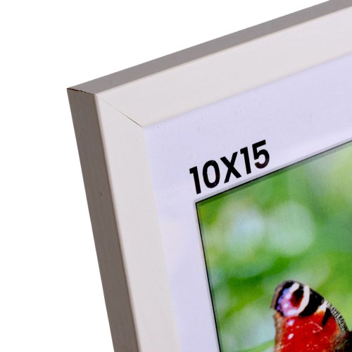 Hvid fyrretr�sramme 10x15 med klart glas