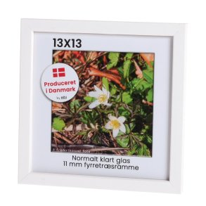 Hvid 11mm fyrretr 13x13 Billedramme