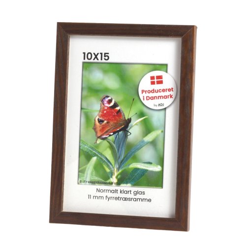 Brun fyrretr�sramme 10x15 med klart glas