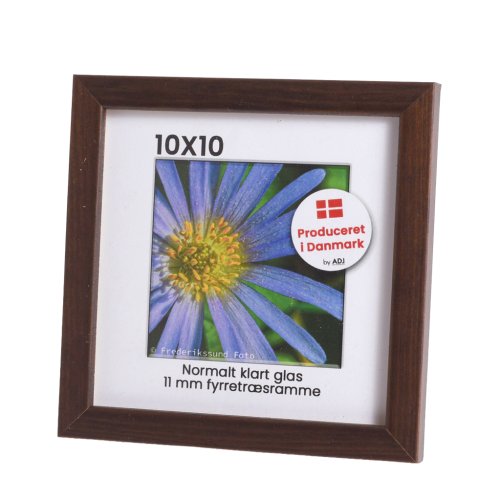 Brun fyrretr�sramme 10x10 med klart glas