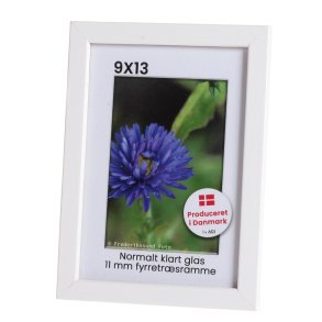 Hvid 11mm fyrretr 9x13 Billedramme