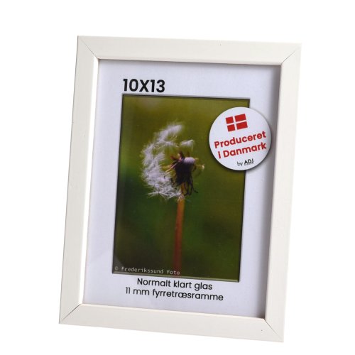 Hvid fyrretr�sramme 10x13 med klart glas