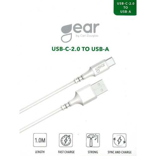 Gear USB-c til USB-A 1 meter, hvid.