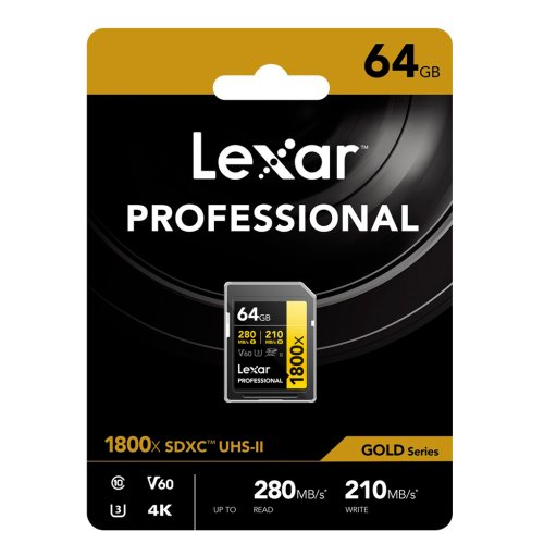 Lexar Pro 64GB SDXC V60 UHS-II  R280/MBs W210MBs